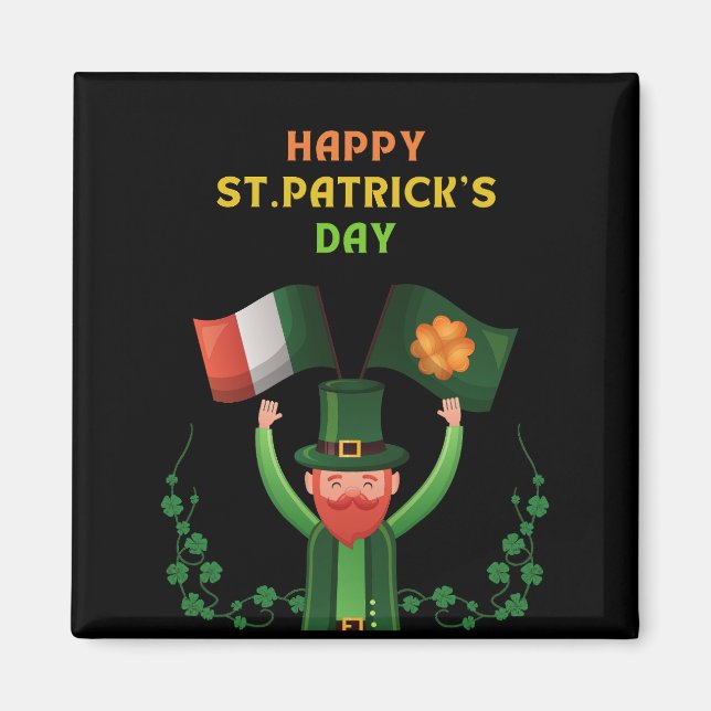Íman Rua: Dia de Patricks - Irlandês Sortudo - Shamrock (Frente)