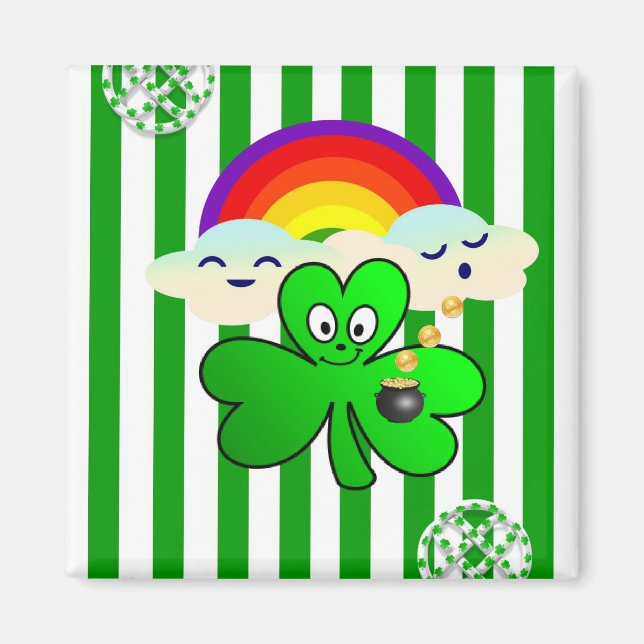 Íman Rua Feliz, Magnets do Dia de Patrick, Shamrock (Frente)