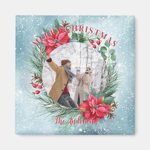 Íman Rua floral da família de fotos de Natal