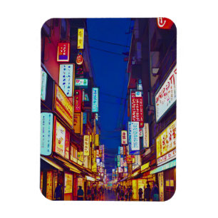 Íman Rua Japonesa à Noite 