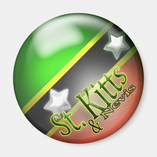 Íman Rua. Kitts & Nevis Magnet Patriótico (Frente)