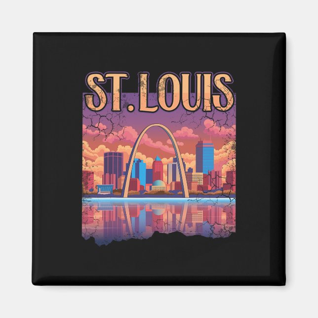 Íman Rua Louis Gateway Arch Missouri Cityscape Skyline (Frente)
