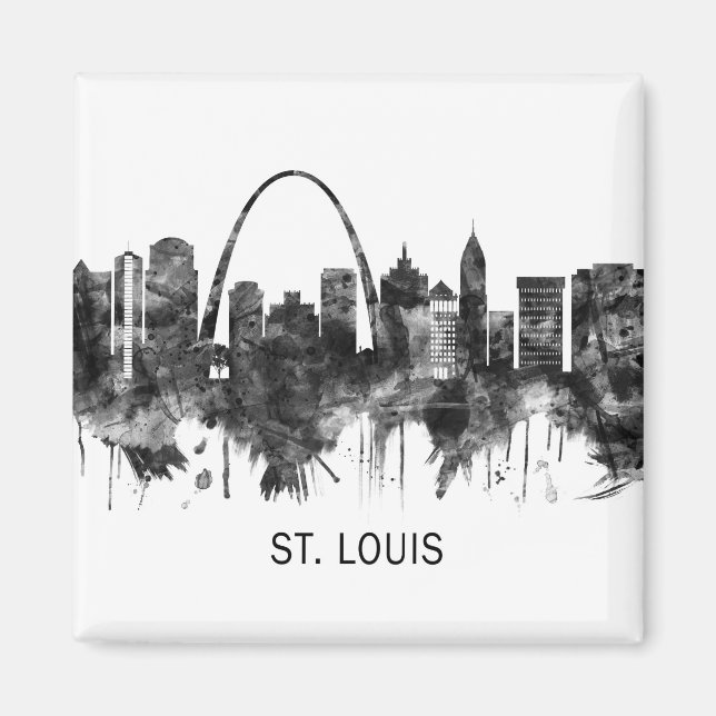 Íman Rua Louis Missouri Skyline BW (Frente)