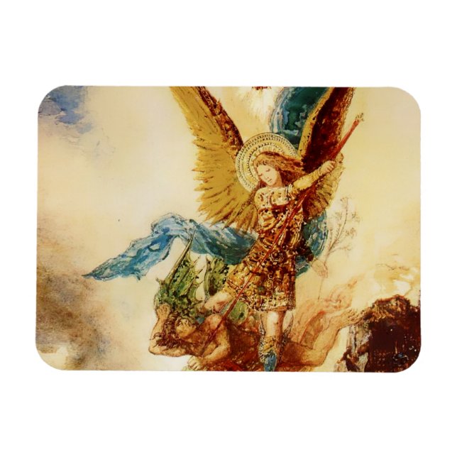 Íman "Rua Micheal Vanquishing Satã", por Gustave Moreau (Horizontal)