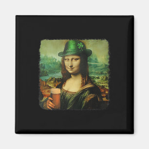 Íman Rua Mona Lisa Engraçada. Dia dos Patricks Shamrock
