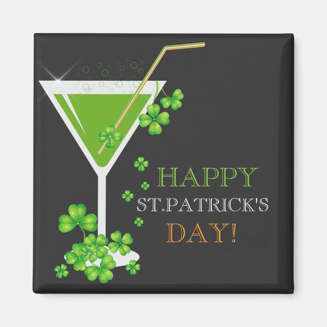 Íman Rua.Patricks Day Shamrock Cocktail Magnet (Frente)