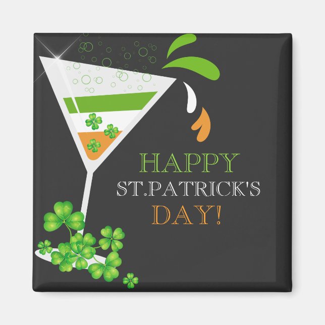 Íman Rua.Patricks Day Shamrock Cocktail Magnet (Frente)