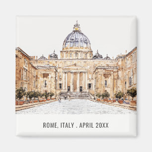 Íman Rua Peters Basilica Roma Itália Watercolor Viagem