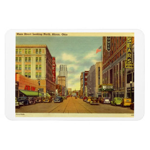 Íman Rua principal, Akron, cartão postal de Ohio Vinta