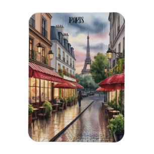 Íman Rua Romântica de Paris Torre Eiffel Aquarela
