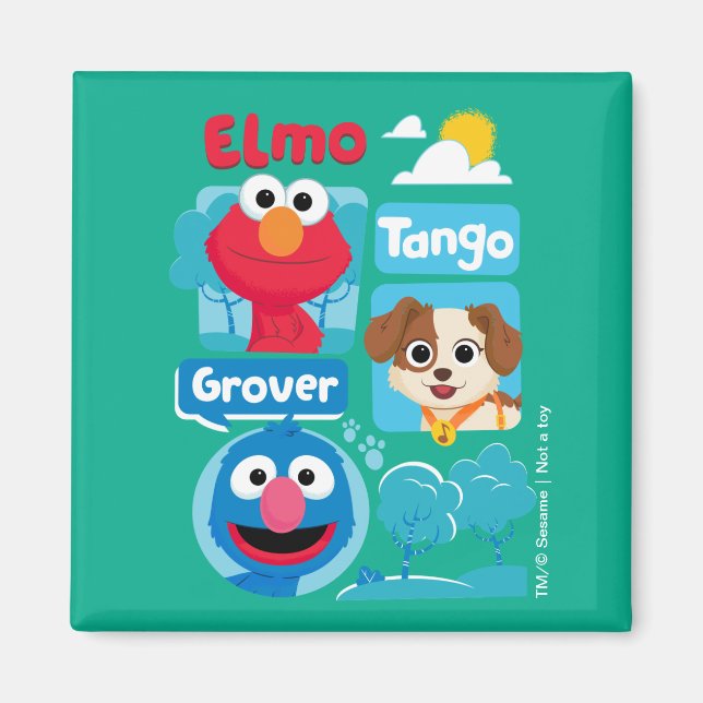 Íman Rua Sésamo | Elmo, Tango e Grover Park Graphic (Frente)