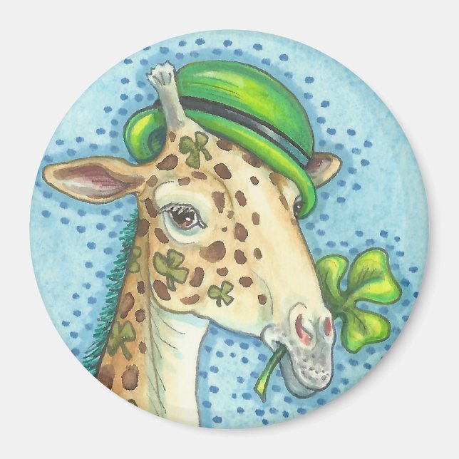 Íman RUAS. DIA DE PATRICK, IRISH GIRAFFE MAGNET Round (Frente)