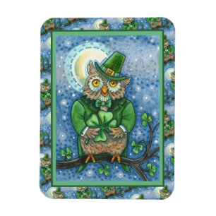 ÍMAN  RUAS. PATRICK DAY OWL, 4 LEAF CLOVER LEPRECHAUN