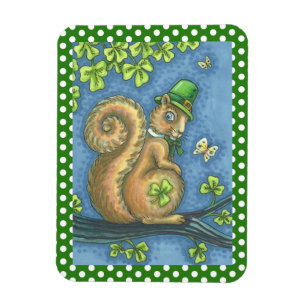ÍMAN  RUAS. PATRICK IRISH LEPRECHAUN SQUIRREL MAGNET