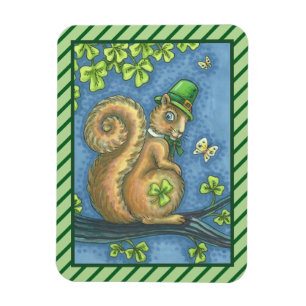 ÍMAN  RUAS. PATRICK IRISH LEPRECHAUN SQUIRREL MAGNET