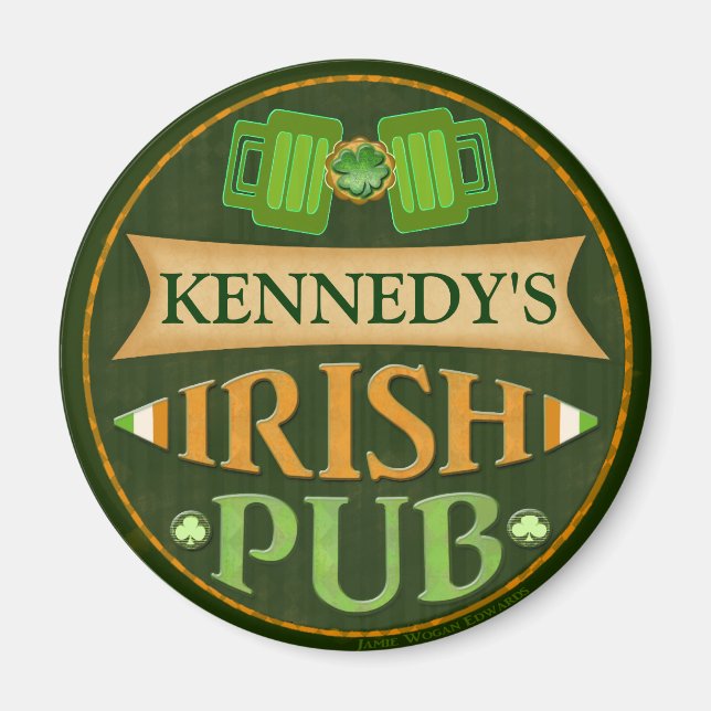 Íman Ruas personalizadas. O Magnet do Pub Irlandês do D (Frente)
