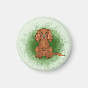 Íman Ruby Cavalier King Charles Spaniel Dog Em Verde