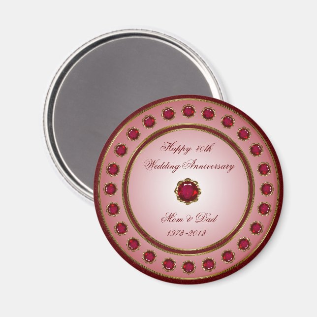 Íman Ruby Wedding Anniversário Magnet (Front/Back)