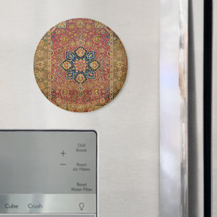 Íman Rug Pérsico asiático Dourado Caxemira Vermelho