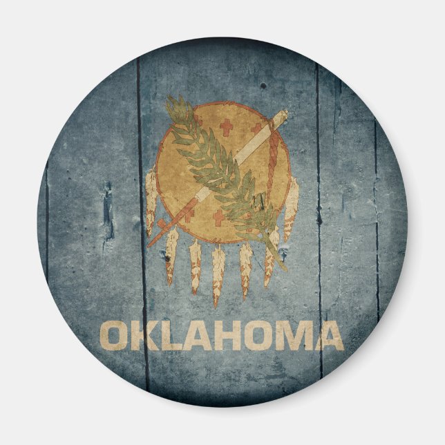 Íman Rugged Wood Oklahoma Flag (Frente)