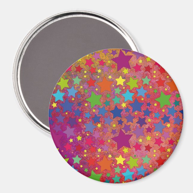 Íman runder Magnet mit bunten Sternen 2 (Front/Back)