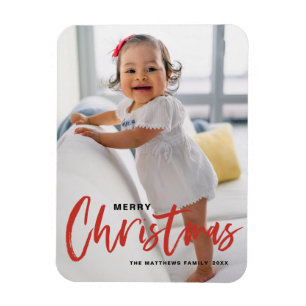 Íman Russo Moderno Caligrafia Vermelho Feliz Natal