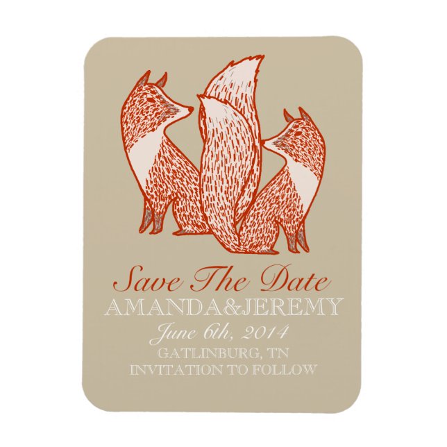 Íman Rust Red e Ivory Foxes Save Date (Vertical)