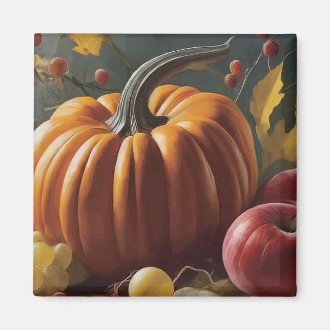 Íman Rustic Autumn Pumpkin Thanksgiving and Halloween (Frente)
