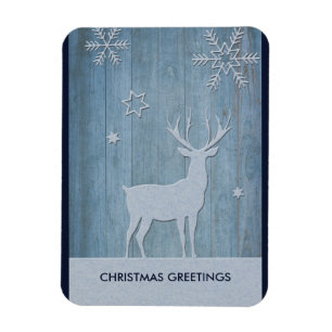 Íman Rustic Blue Wood Reindet — Natal