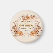 Rustic Boho Floral Christmas Magnet