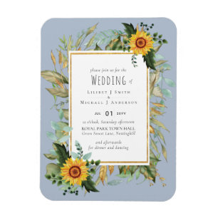 Íman Rustic BOHO Sunflower Casamento Verde