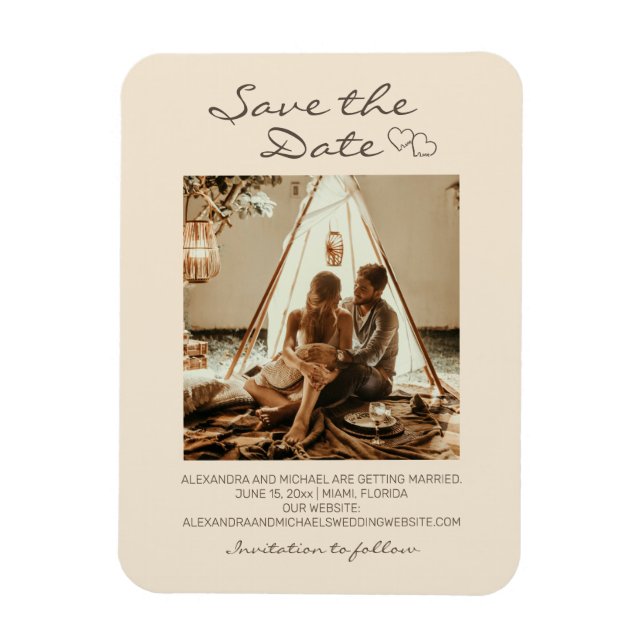 Íman Rustic Boho Wedding Hearts (Vertical)