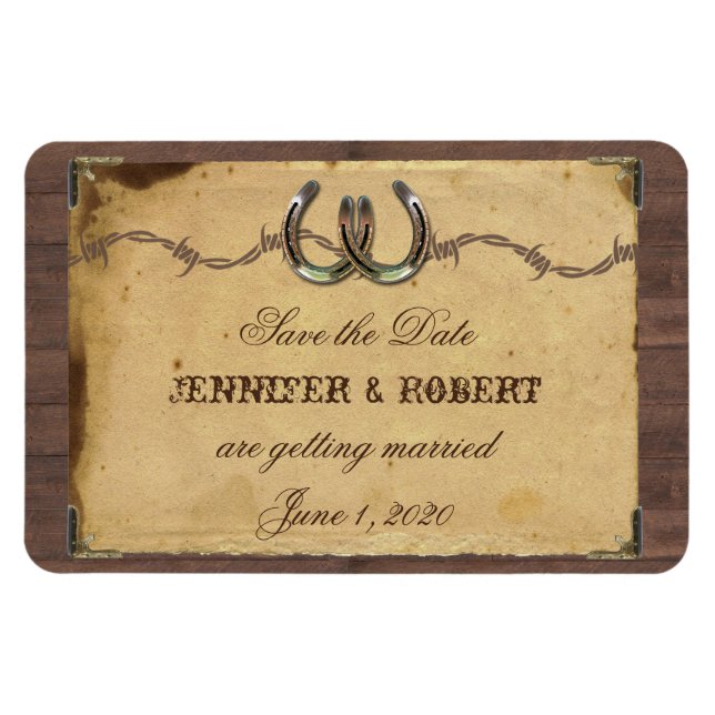 Íman Rustic Country Horsferes Casando Salve a Data (Horizontal)