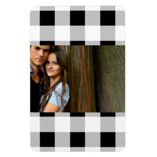 Íman rustic farmhouse chic black and white plaid