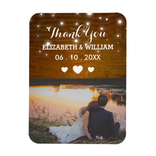 Íman Rustic Glitz Wedding Magnet Favor Foto Obrigado (Vertical)