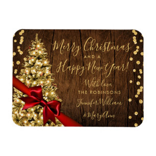 Íman Rustic Gold Merry Christmas Non Photo Glitter