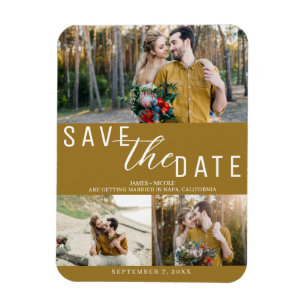 Íman Rustic Gold Save the Date Casamento 3 Fotos