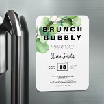 Íman Rustic Greenery Brunch e Chá de panela de Bubble<br><div class="desc">Adicione um toque de elegância ao seu chá de panela com nossos ímãs rústicos de eucalipto. Peça agora e comece a criar o evento do seu sonho. Criados com um design moderno e elegante, esses ímãs apresentam um delicado verde eucalipto, criando uma estética inspirada na floresta que é perfeita para...</div>