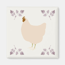 Íman Rustic Hen Chicken and Chervil Herbs Magnet