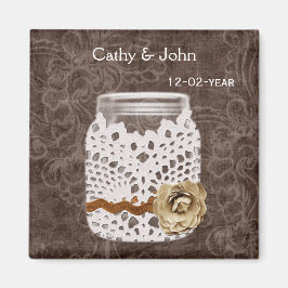 Íman Rustic Lace Invadiu Casamento Mason Jar