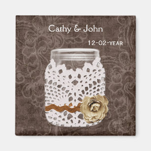 Íman Rustic Lace Invadiu Casamento Mason Jar