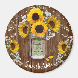 Íman Rustic Mason Jar Sunflower Salve o Casamento da Da