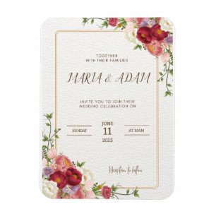Íman Rustic Neutral Boho Floral Invitation Magn