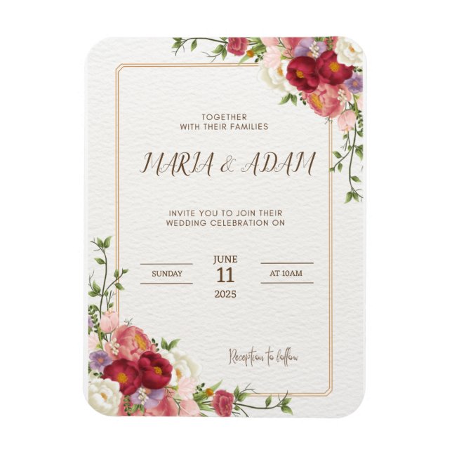Íman Rustic Neutral Boho Floral Invitation Magn (Vertical)