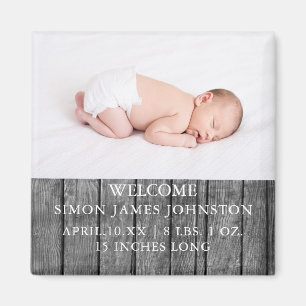 Íman Rustic Newborn Announunciing Magnet