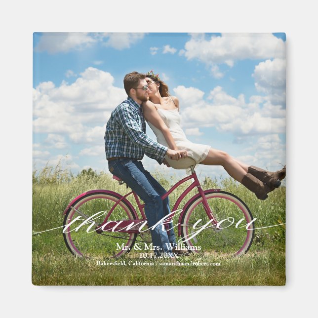 Íman Rustic Obrigado Foto Casamento (Frente)