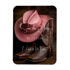 Íman Rustic Romance: Boots and Hat Save the Date