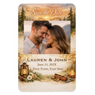 Íman Rustic Romance Photo Save The Date Wedding Magnet