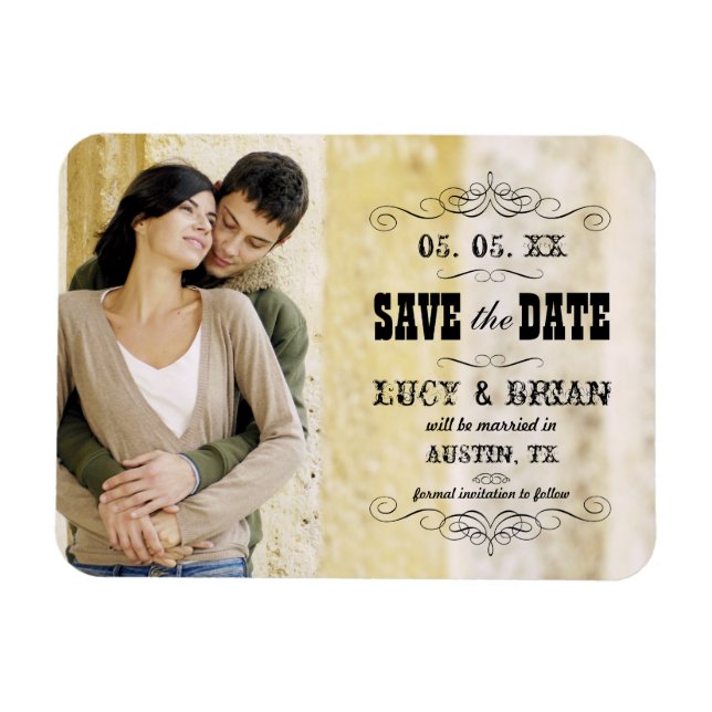 Íman Rustic Save the Date Photo Magnet (Horizontal)