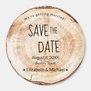 Íman Rustic Save the date Printed Wood Unique (Rústico 
